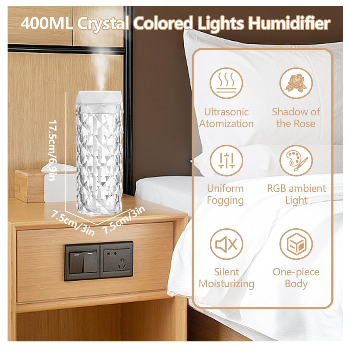 Lampara RGB Humificador Cristal